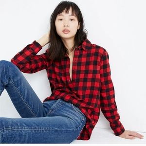 Madwell Flannel Popover Shirt in Buffalo Check SZ.L red black plaid